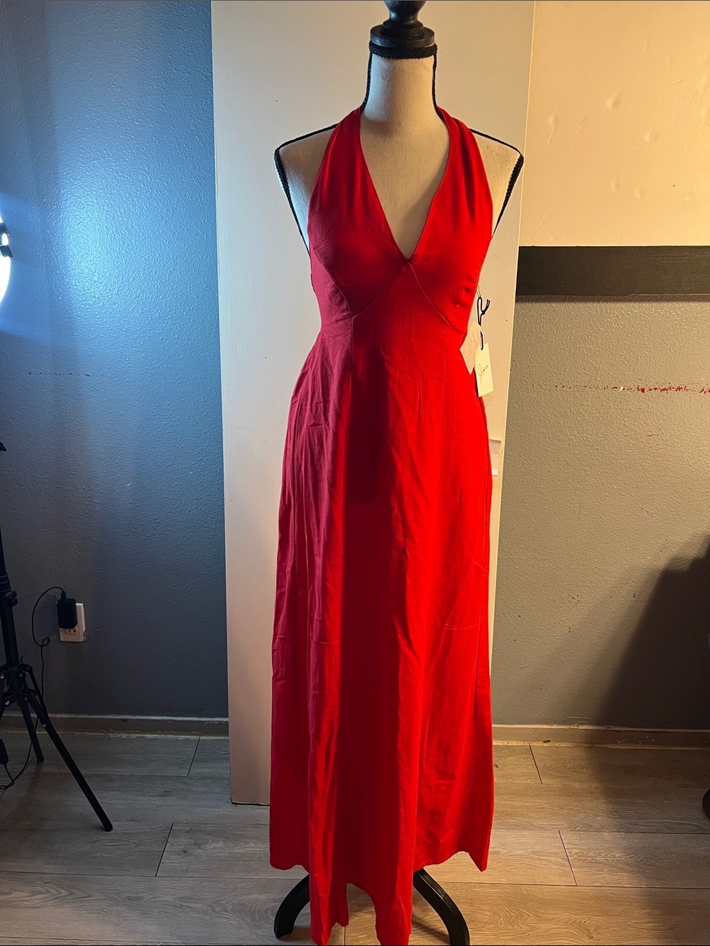 Jessica Vibrant Red Halter Maxi Dress